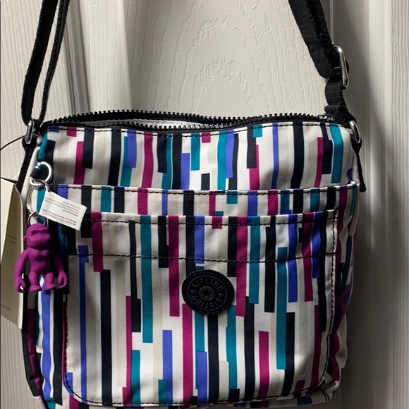 🆕Kipling Sebastian Crossbody, Urban Stripe🟪🟦 - Picture 5 of 14